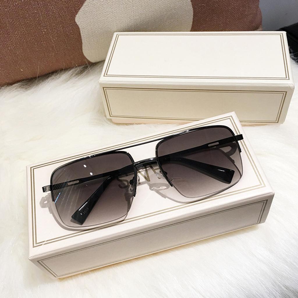 Brown Half-frame Sunglasses for Men Driving Special Anti-ultraviolet Square Sunglasses Trend Personalized Glasses Women's