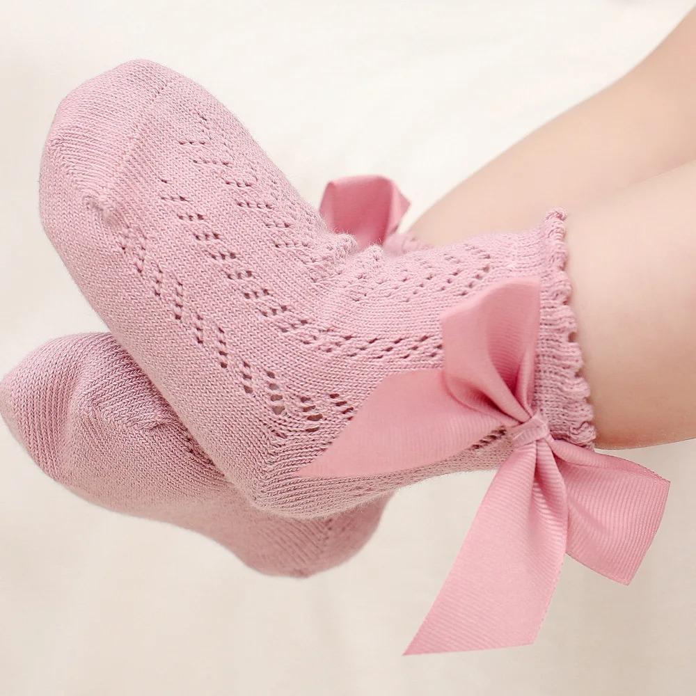 Sommer Baby Mädchen Socken Kleinkind Schleife Kurze Socke Kinder Atmungsaktiv Weich Baumwolle Netz Strumpf Spanischer Stil Aushöhlen Spitze Socken 0-5J