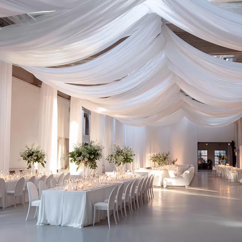 1PC White Tulle Backdrop Curtain Sheer Ceiling Drapes for Wedding Bride Shower Birthday Party Photo Christmas Decoration