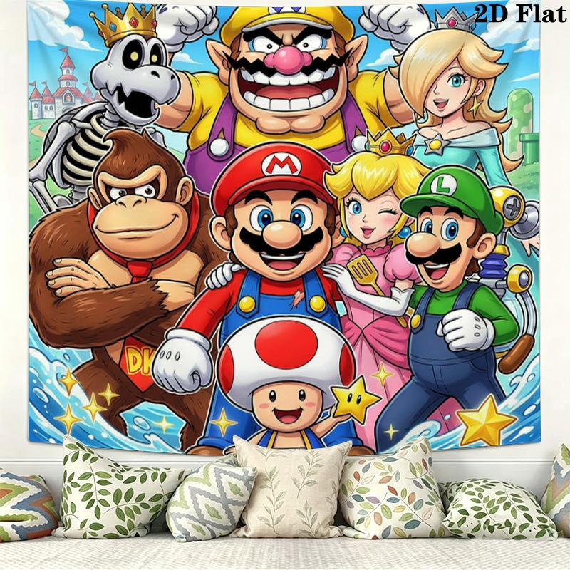 Super Mario Wall Tapestry Aesthetic Wall Hanging Printed Fabric Blanket Decorative Tapestries For Bedroom Living Room Home Decor