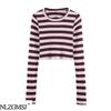 Spring 2026 European & American Style Striped Cropped Top: Fashionable, Versatile, Simple