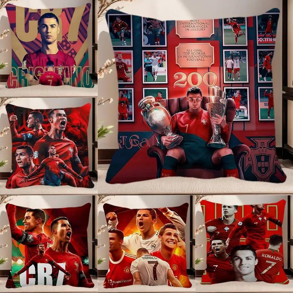 Panika Chen Unisex Cristiano Ronaldo Cr7 Throw Pillow Cover Double Sided 2D Print Soft Linen Pillow Cover Living Room Sports Decor Passionate Gift
