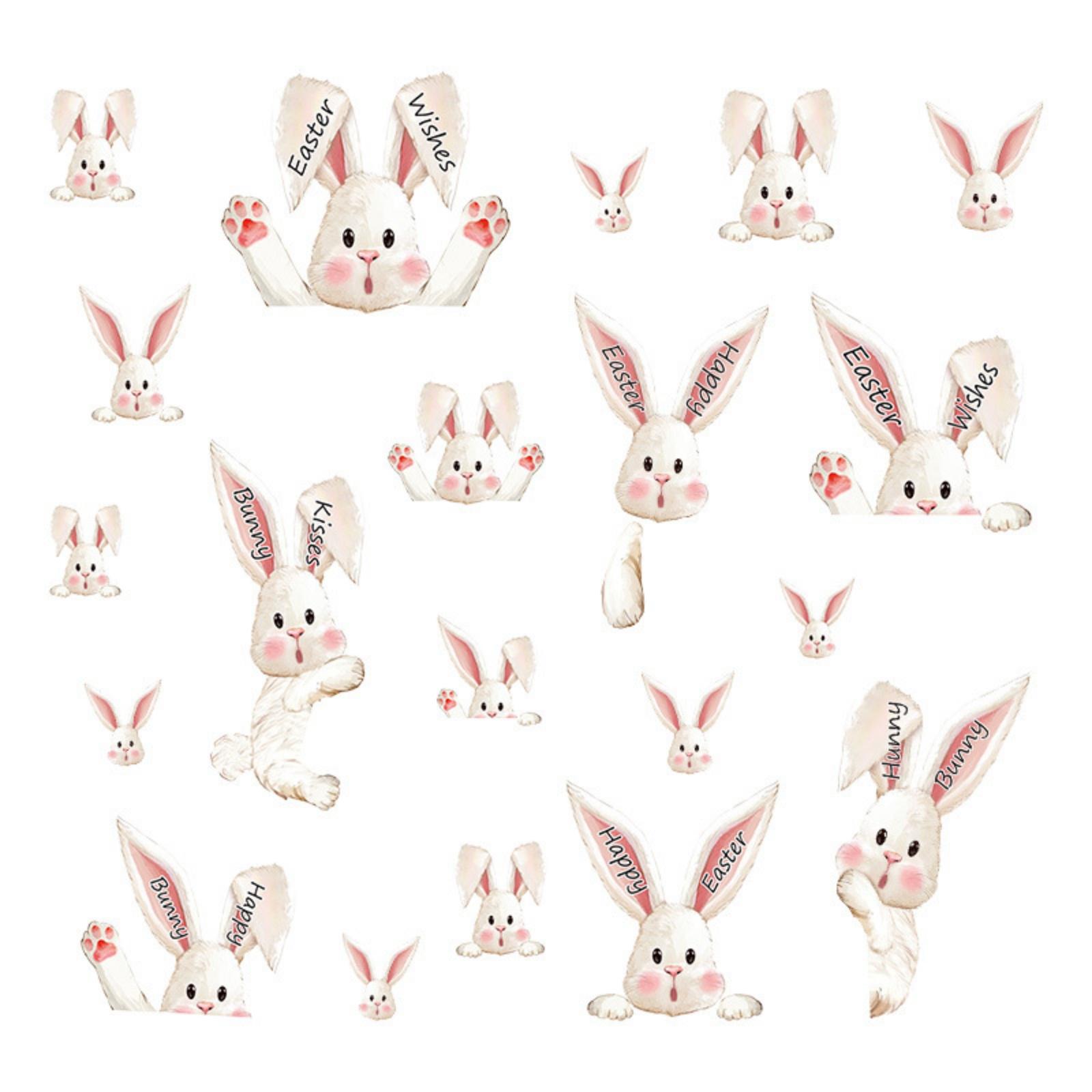

6 Sheets Easter Bunny Window Clings Happy Easter Window Stickers Easter Window Decals For Glass Decorations Holiday Home Store Window Glass Decoration
