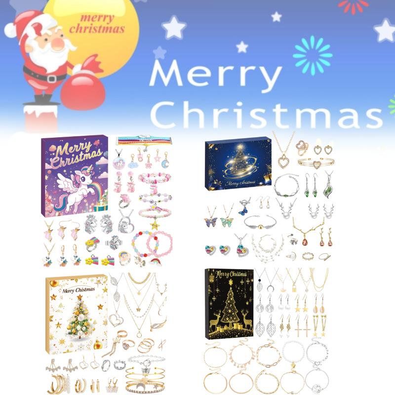 Advent Christmas Calendar Blind Box Beaded Unicorn Girls Jewelry Gift Surprise