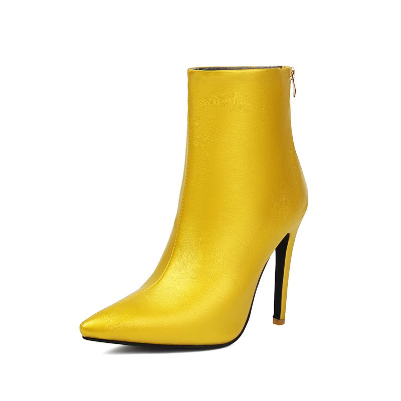 

Зарубежная торговля Большие размеры Остроносые Короткие ботильоны на высоком каблуке для женщин Осенне-зимний новый стиль Тонкий каблук Сексуальные ботильоны Ботильоны 39 жёлтый