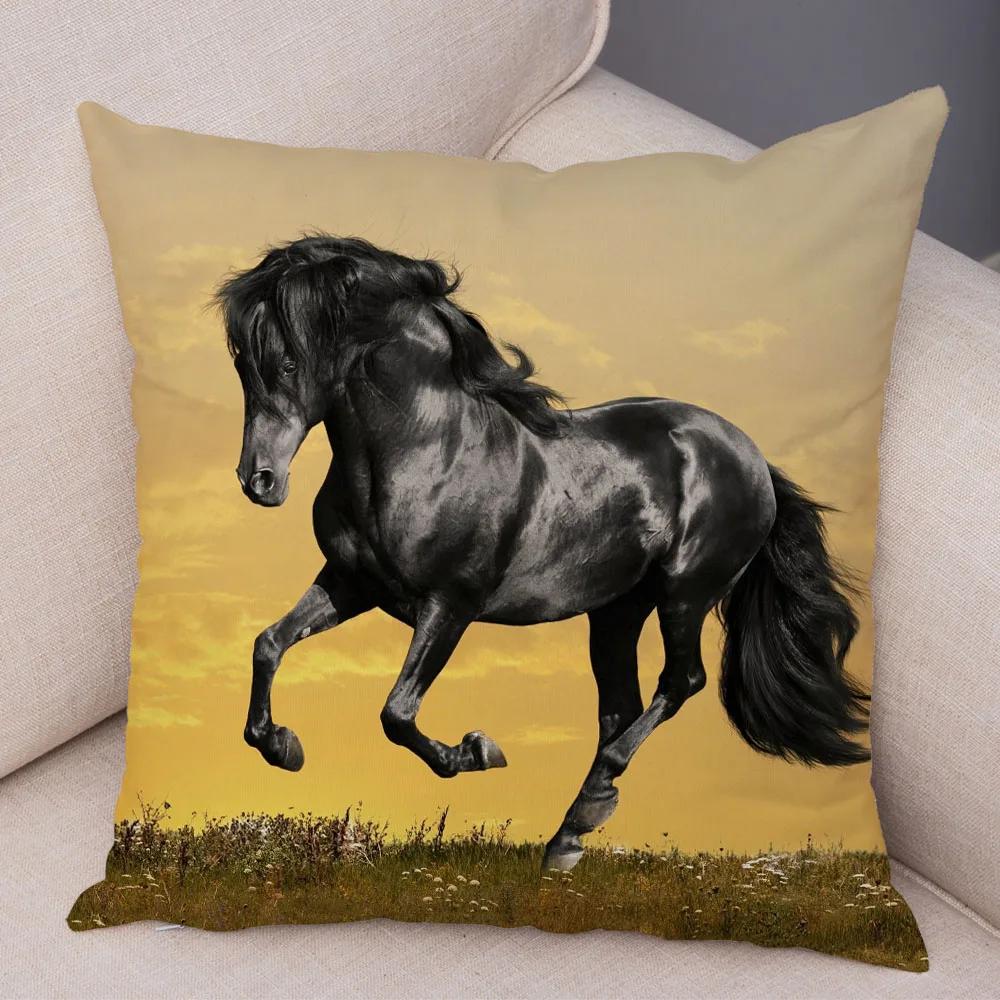 Wild Horse Cushion Cover Decor Animal Print Pillowcase  for Sofa Home Car Children Room Super Soft Plush Pillow Case 45x45cm