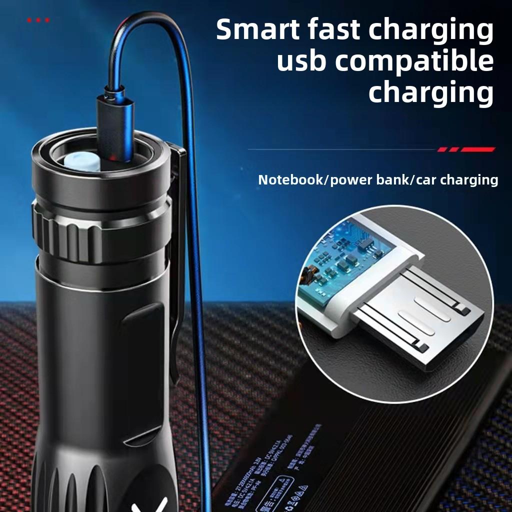 2 Packs of USB Charging Lighting LED Super Bright High Power Remote Light Mini Portable Strong Light Flashlight