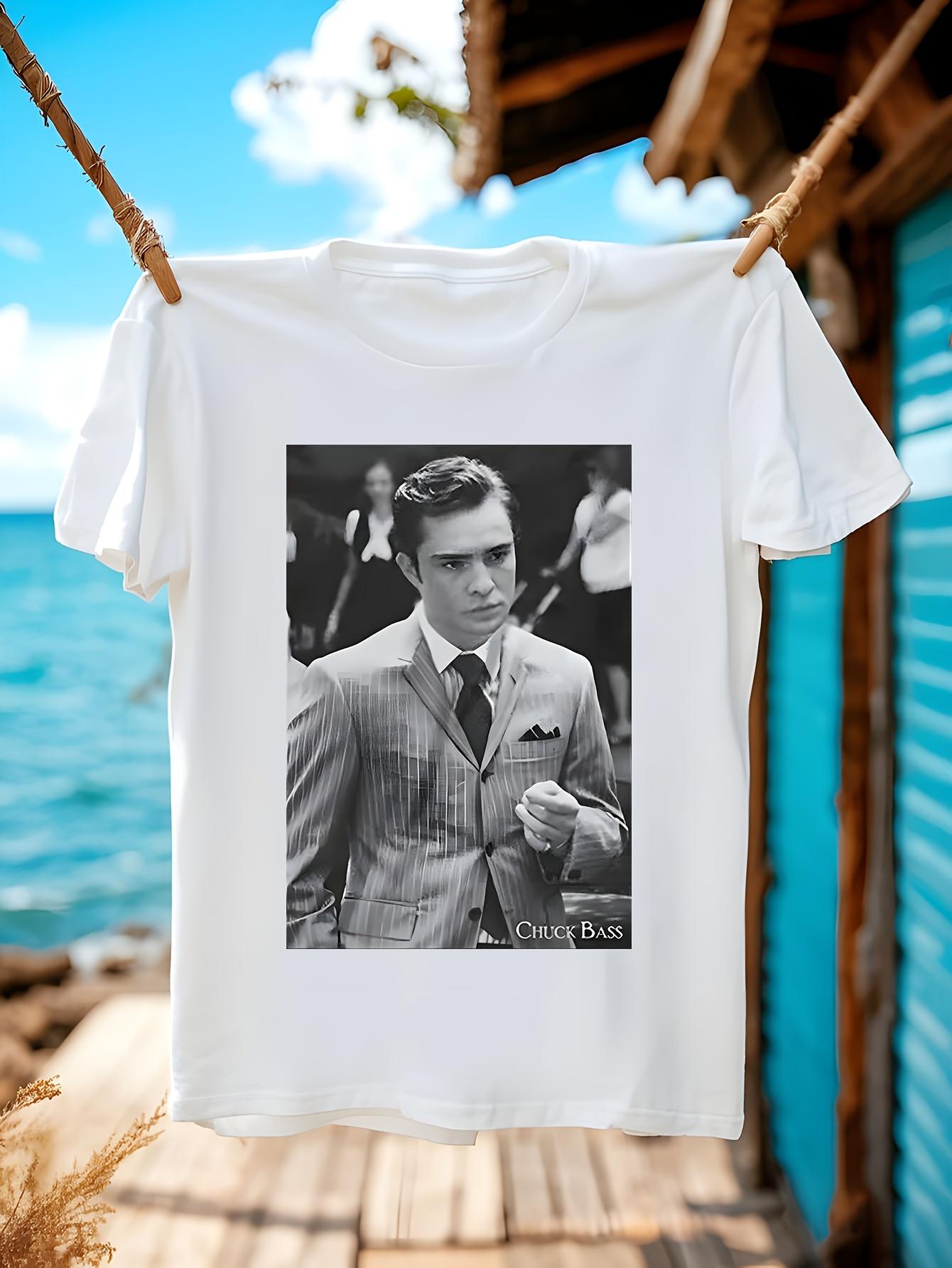 Chuck Bass Gossip Girl TV Show Inspired Tshirt White Crew... L