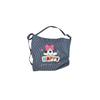 Adorable Korean Style Cartoon Dog Embroidered Striped Canvas Tote Bag For Students