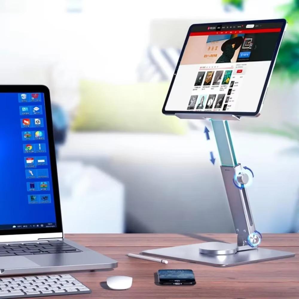 Foldable Mobile Phone Tablet Stand Metal Material 360 ° Rotating Bracket Hollow Out Expandable Bracket Office Desk Accessories