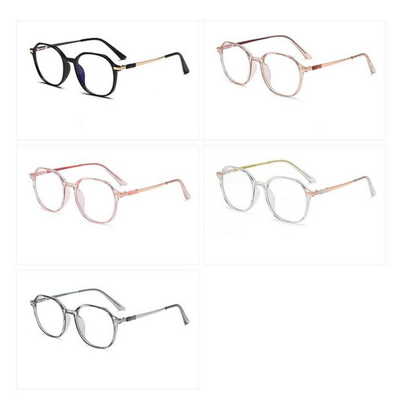 Transparent Pink Frame Polygon Minus Lens Prescription Eyeglasses Women Men  Short-Sight  Eyewear 0 -0.5 -0.75 To -6.0
