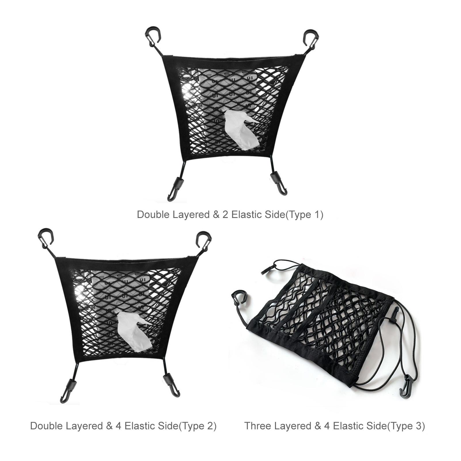 

Car s Storage Between Front Seats, 3 Layers Seat Back Net Bag with 4 Hooks Barrier of Backseat Pet Kids, Tissue Handbag Purs