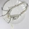 Tooxika Luxury Niche Design Pearl Splicing Rivets Tassel Necklace Versatile Fashion Collarbone Chain