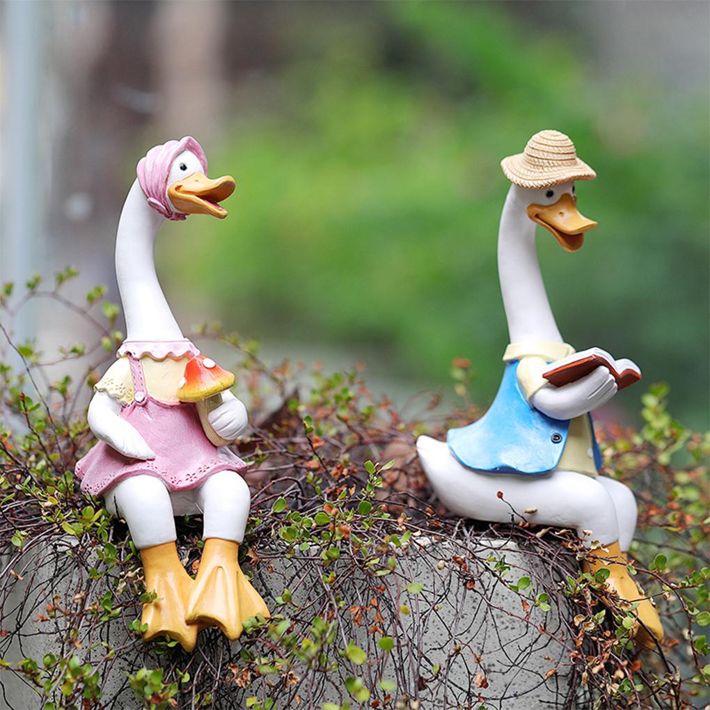 Sitting Couple Duck Garden Statues Gift Choice Add Charm To Home Outdoor Duck Garden Ornaments