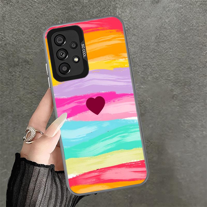 Rainbow Gradient Love Desgin Soft Phone Case for Samsung A17 A16 A15 A14 A13 A57 A56 A55 A54 A53 A37 A36 A35 A34 A33 A26 A25 A24