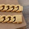 32mm Wasserdicht Goldfarbe Edelstahl Metall am Handgelenk Armbänder für Mann Kettenglied Cuban Link Hip Hop Armband Armreif Schmuck Männer