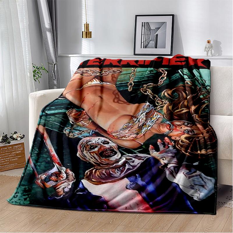 3D Terrifier 3 Horror Clown Movie Cartoon Soft Blankets,Throw Blanket Comfortable Blanket for Picnic Beds Sofa Home Kids Gifts