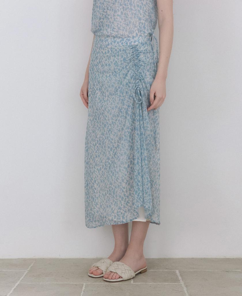 Raphael Sorob Flower Chiffon Shirred Long Skirt