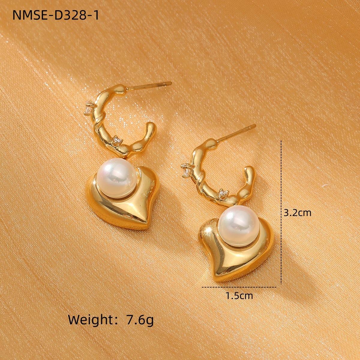GEMCHIC Women s Vintage Titanium Steel Pearl Heart Earrings Fashion Elegant Stainless Steel Ear Jewelry for Women