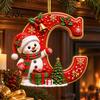Decorative Gift Tags Cute Snowman Letter Christmas Ornament, 2D Flat Personalized A-Z Alphabet Tree Ornaments Acrylic Hanging Pendant for Xmas