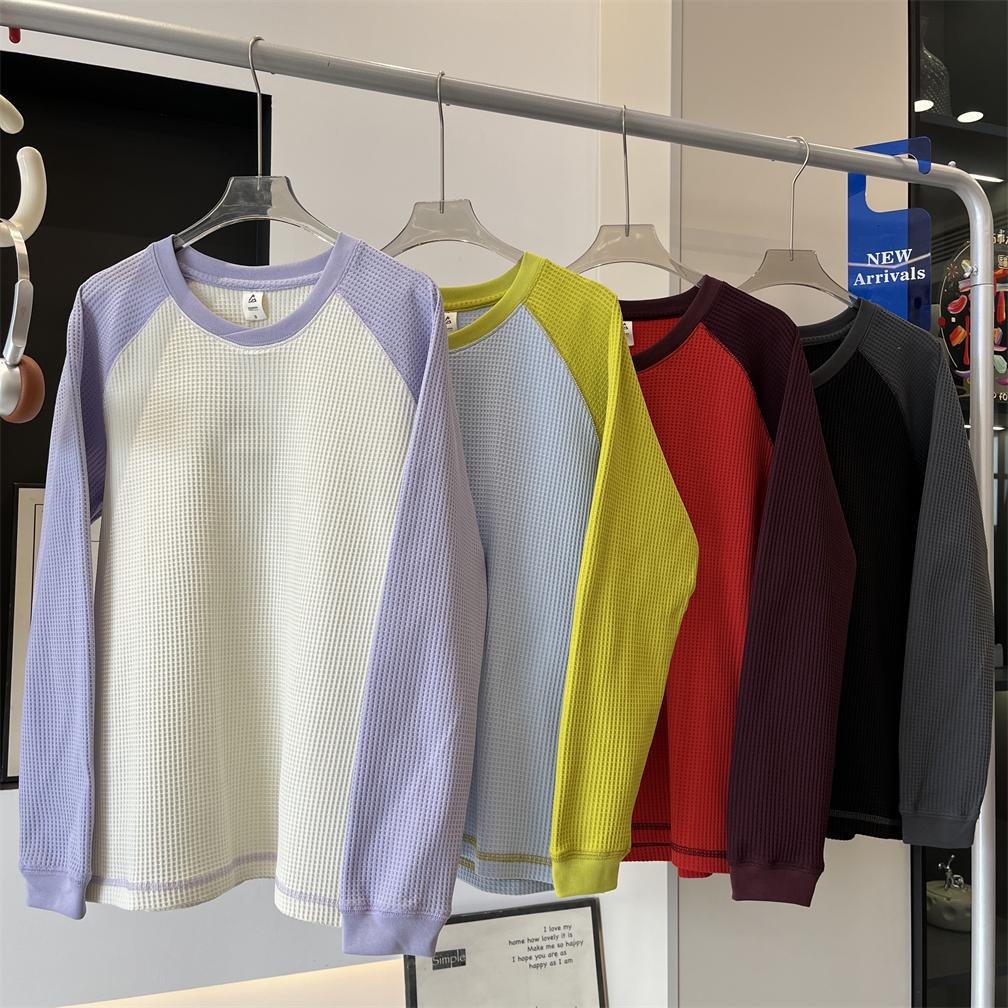 

Men s Spring Color Block Breathable Waffle Knit Hoodie Casual Long Sleeve T-Shirt M (Recommended 100-120 jin)