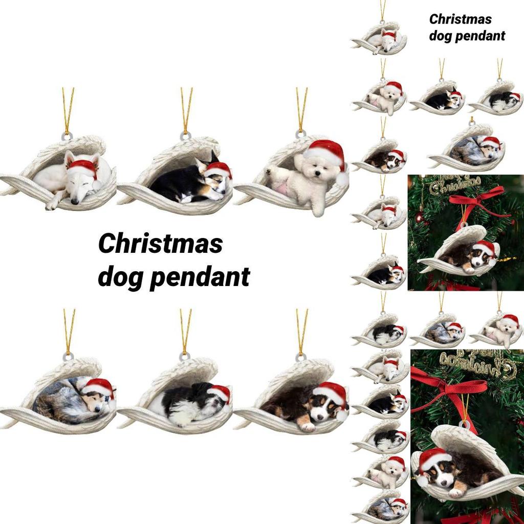 Adorable Cartoon Style Car Pendant Decor Angel Dog Design Acrylic Material 8*6cm/3.1*2.4in