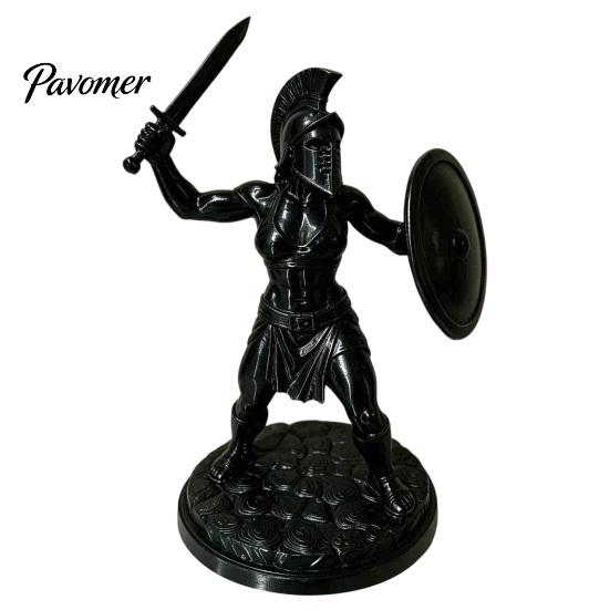Desktop Decorative Ornaments 3D Printed Female Gladiator Statue, Spartan Woman Warrior Figurine with Cool Armor Shield, Historical Ornament