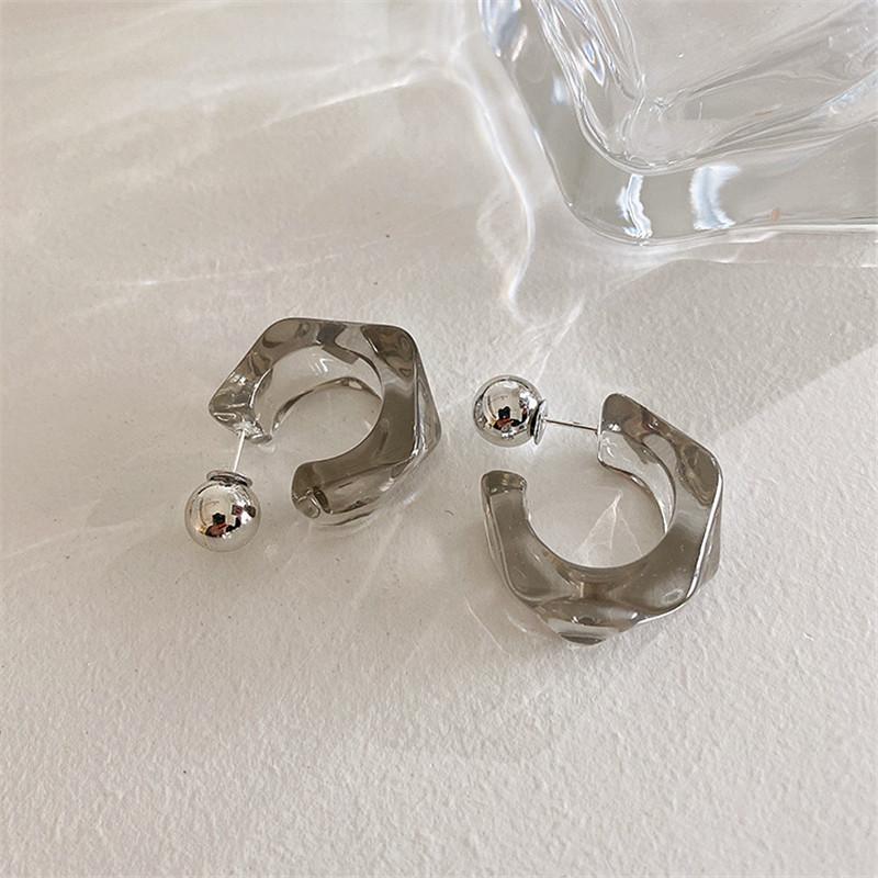 Korea Clear Acrylic Geometric C-shaped Hoop Earrings For Women Girls Trends Hanging Earrings Party Travel Jewelry Gifts
