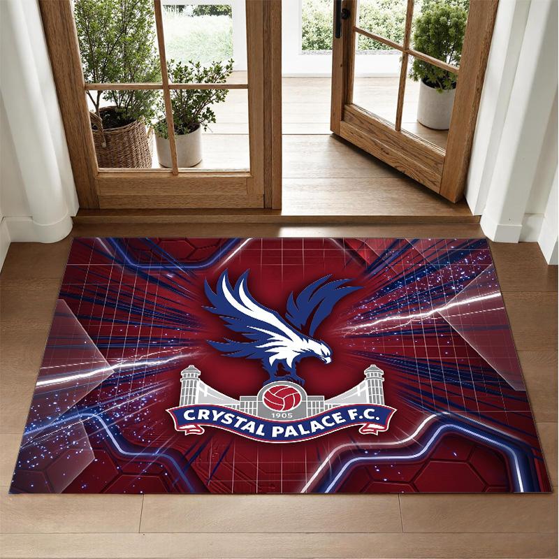 Crystal Palace Football Design Crystal Velvet Rug Soft Decorative Mat for Bedroom Entrance