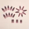 24pcs Glitter Pink Sequins Fake Nails 2025 Halloween Scary Skull Love Print False Nails Wearable European Ballet Press on Nails