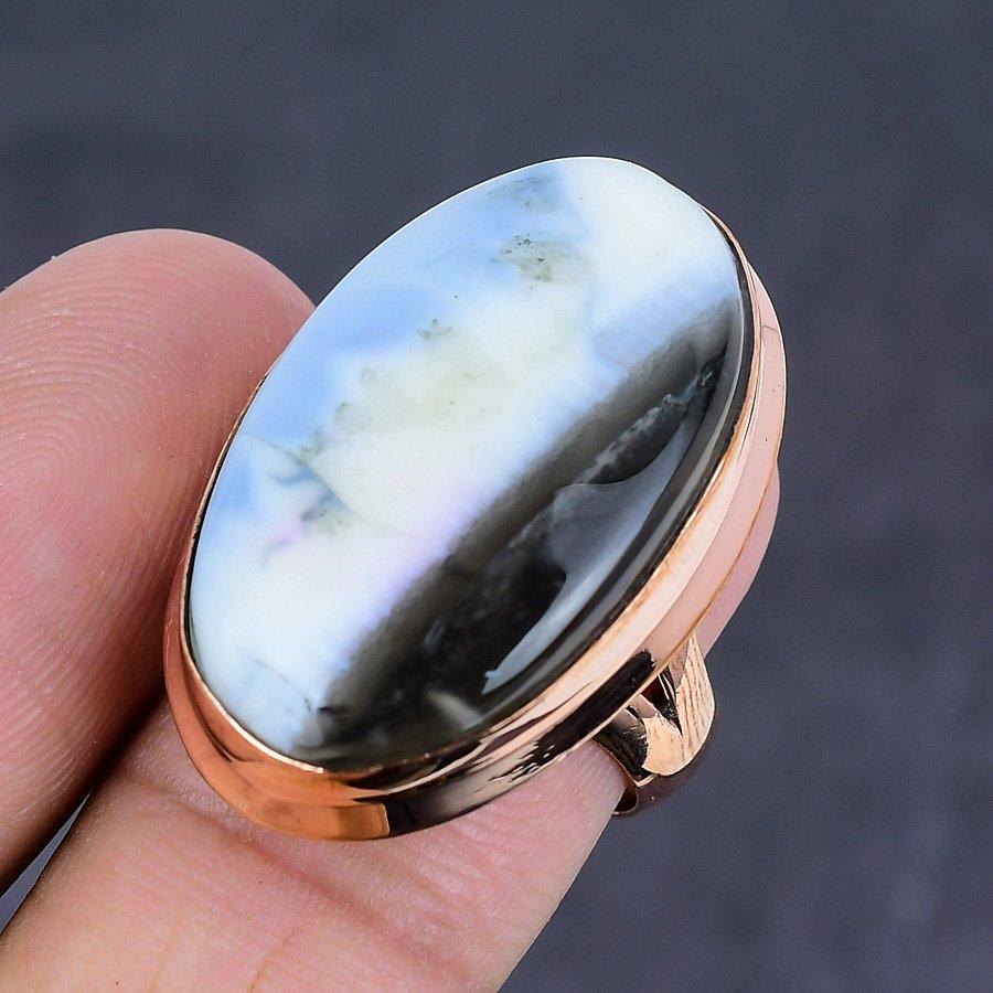 Natural Owhyee Opal Gemstone Handmade Copper Jewelry Ring Size 8 w1I75