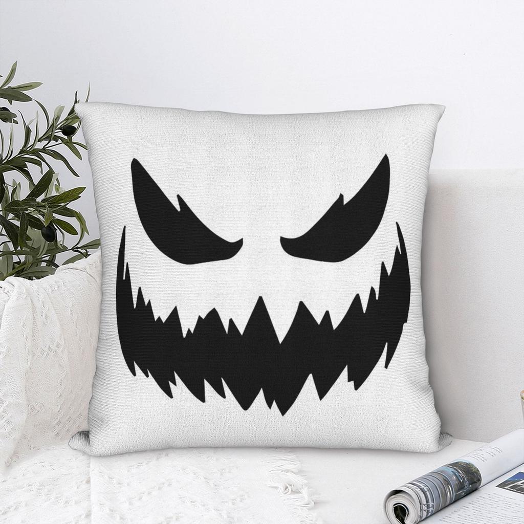 Horror Pumpkin Face Halloween Square Pillow Covers Polyester Home Cushion Case Cool Decorative Throw Pillow Case 45*45