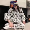 Warm Sleepwear for Winterthickened Plus Size Coral Velvet Pajamas Women Warm Long Sleeve Solid Color Plaid Trousers Home Suit