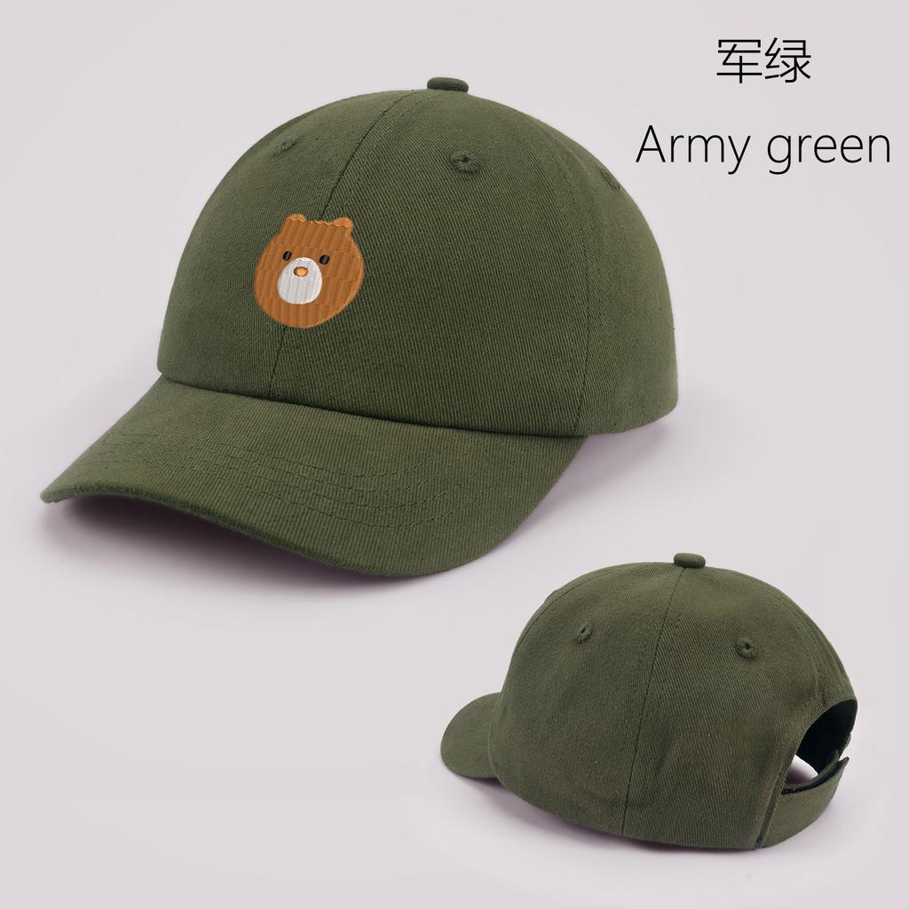 Cartoon Round Face Bear Baby Baseball Cap Cute Solid Color Toddler Sun Hat with Ears Summer Adjustable Kids Boy Girl Peaked Cap