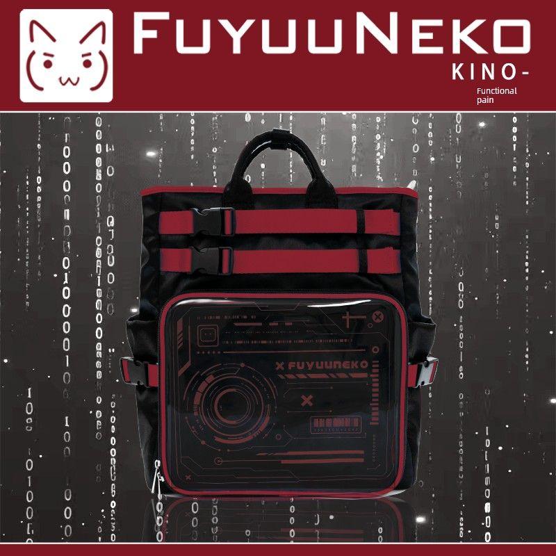 

Floating Cat Original Functional Pain Large Capacity Snack Size Shoulder Cartoon Backpack Student Comic Show Secondary Daily Pain Bag Black x Red. In stock