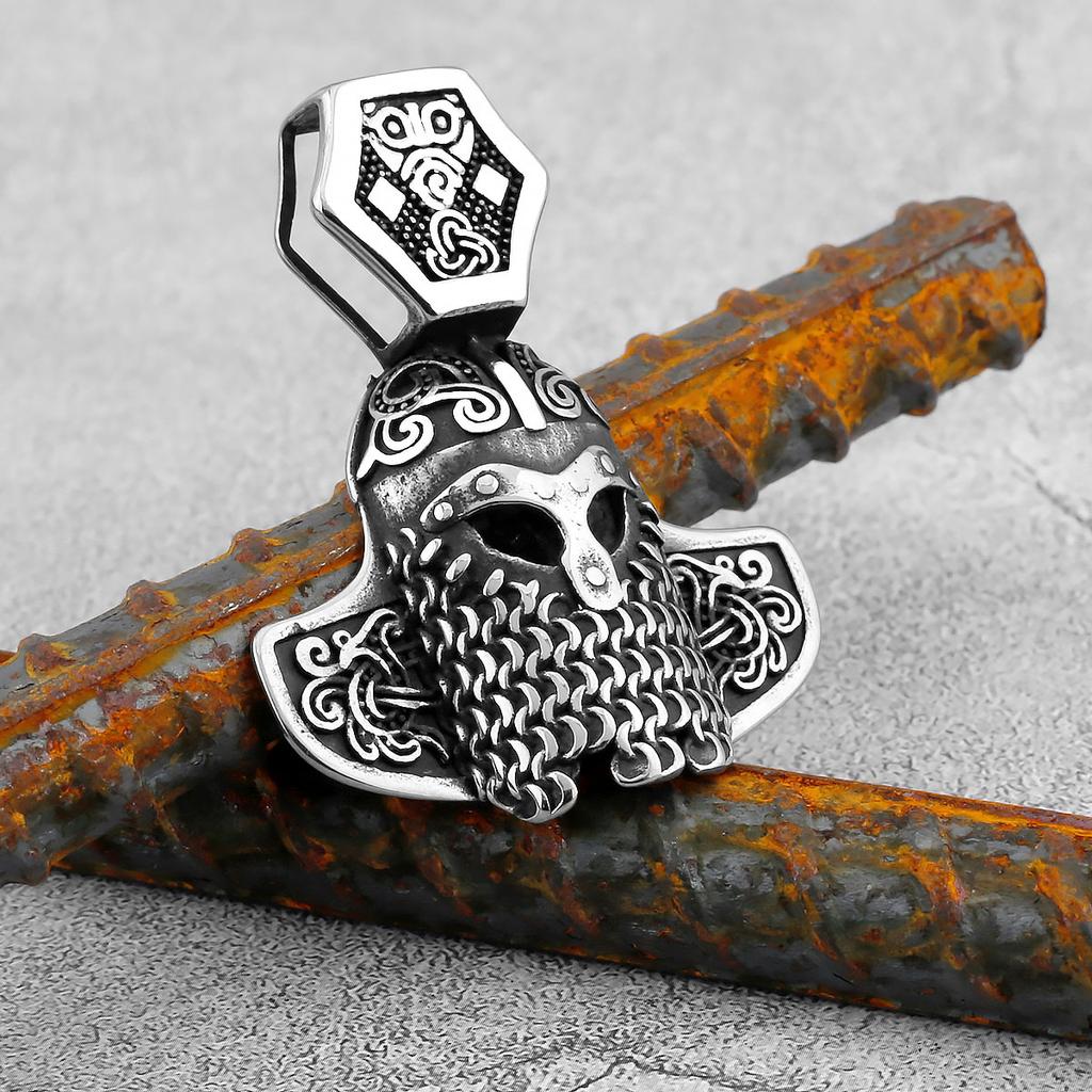 Severský Odin Vraní Lebka Přívěsek Náhrdelník Gotická Nerezová Ocel Vraní Lebka Kompas Runový Náhrdelník pro Muže Punkové Šperky