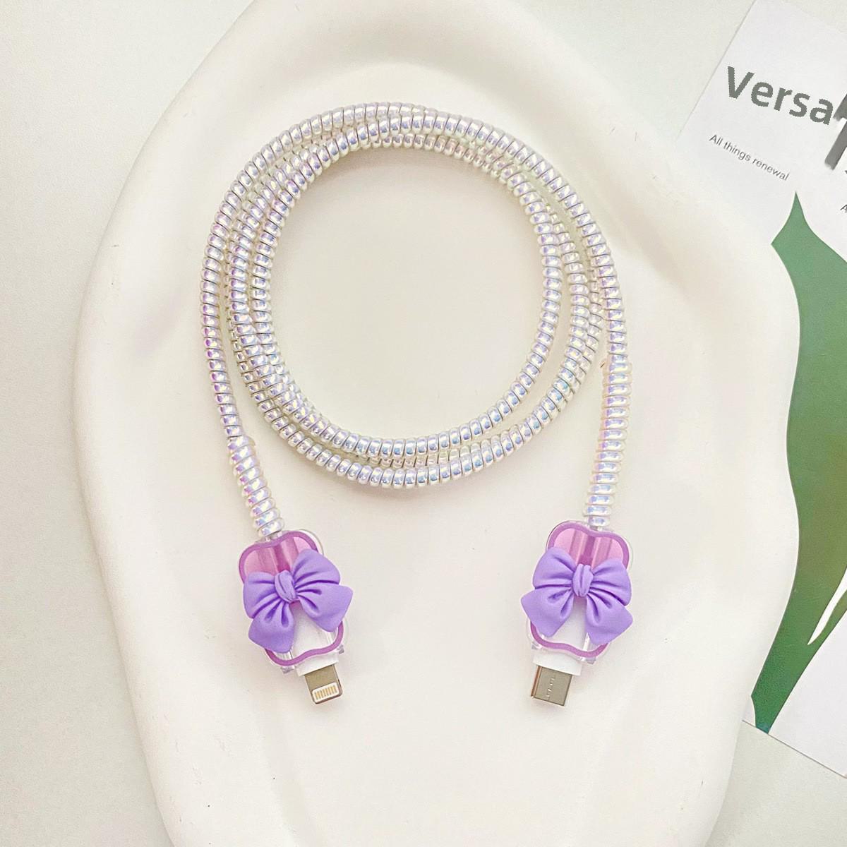 

Захисний чохол для заряджання iPhone 16 із швидкою зарядкою 20 Вт, сумісний з Apple 15 Pro Max, включає організацію кабелю для iPad 2024 line set 2+laser white rope фіолетовий