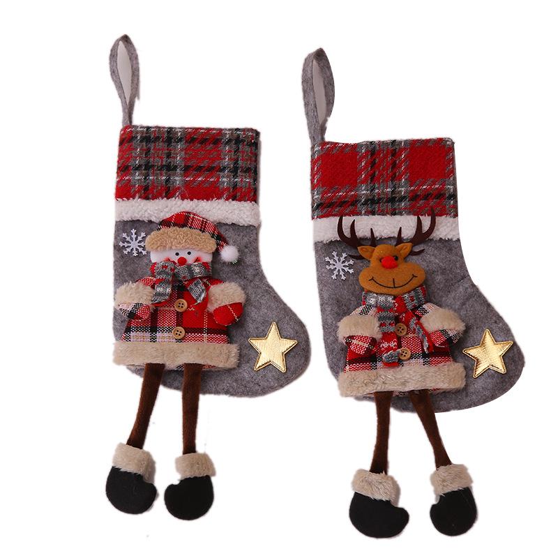 Medium Plaid Christmas Stocking Ornament for Kids' Holiday Candy, Tree Decoration, Home Decor