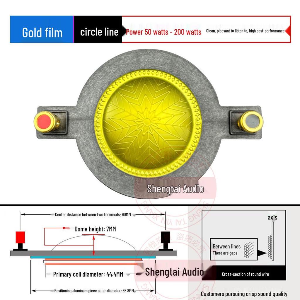 44.4mm Tweeter Voice Coil with Pillar Titanium Diaphragm, Round Flat Wire, 44 Core Speaker Coil, Multiple Options Available