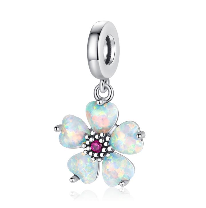 copper Romantic Flower Charm Bead Charms Bloom Rose Pendants Bead Charms fit Authentic Bracelets Necklaces Do It Yourself Jewellery Gift for Women