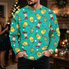 Tricou Casual Bărbați cu Mânecă Lungă, Croială Largă, Gât Rotund, cu Imprimeu de Crăciun pentru Toamnă Iarnă