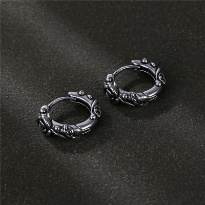 Boucles d'oreilles puces en acier titane rose, style européen et américain, design personnalisé, style rétro sombre et froid.