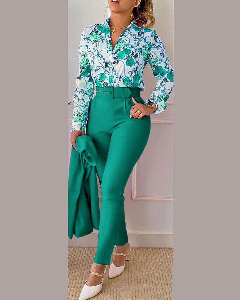 Spring Sweet Style Women's Polyester Long Sleeve Fashion Casual Set (No Jacket)