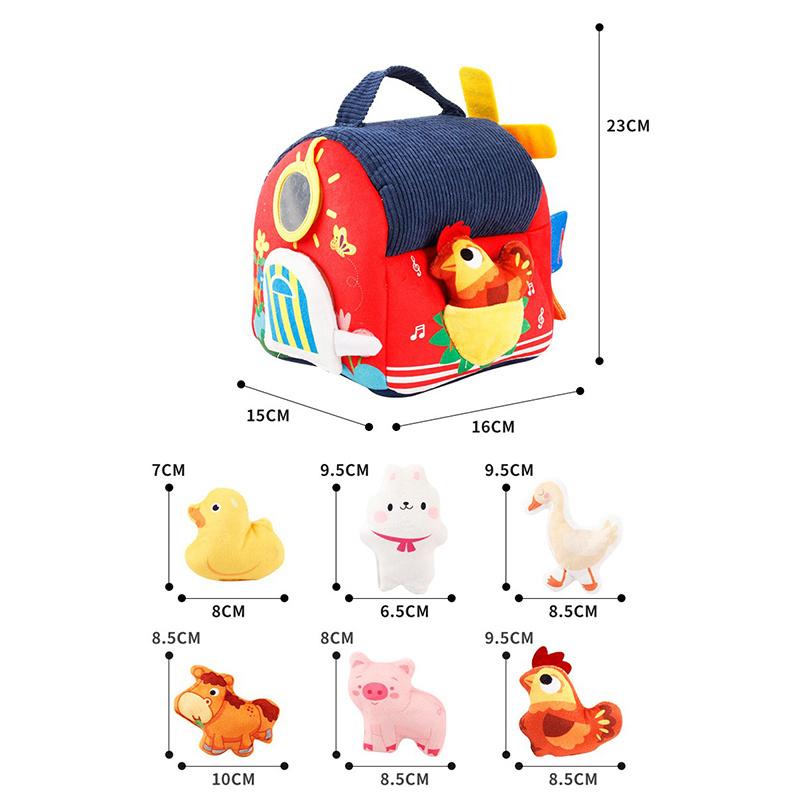 Montessori Sensory Farmhouse With Surprise Barn - Plush Animal Toy Set & Tactile Activities For Infants 6M+ To Toddlers 3 Years