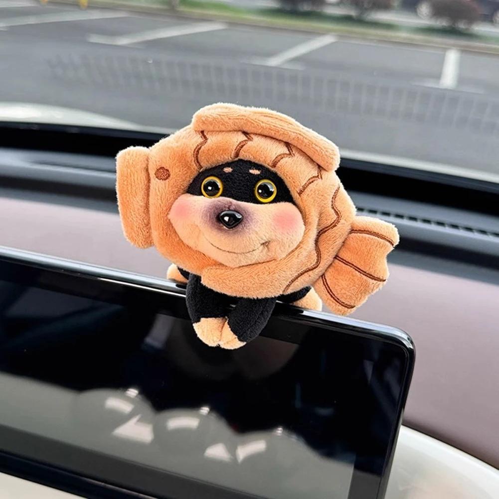 Car Dashboard Plush Bee Dog Ornaments Center Console Cute Doll Decoration Auto Accessories for Woman Girl Home Office Gifts