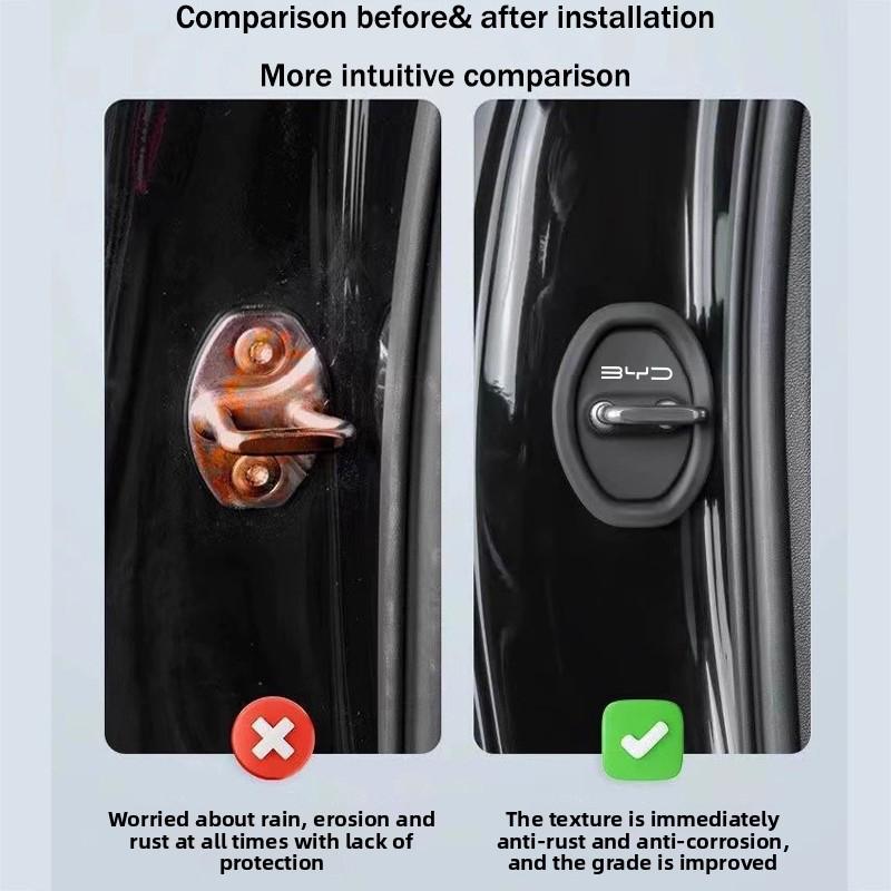4 Pcs Extendable Silicone Car Door Lock Covers Waterproof Rust-proof Protection For BYD Atto 3 Yuan Plus Tang F3 E6 Song Max Qin
