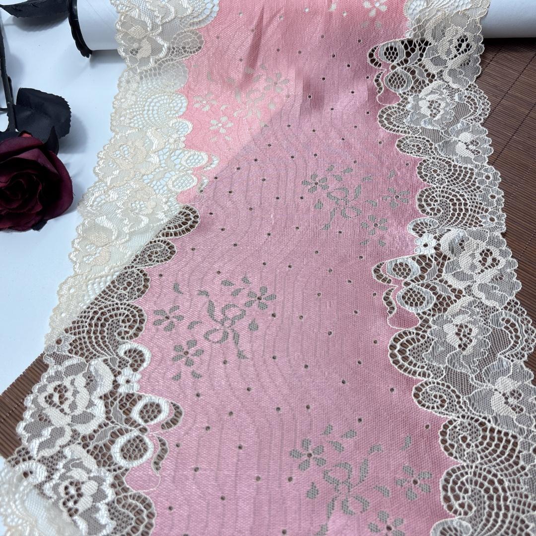 

3 Meters Elastic Lace Trim, Stretch Lace Fabric for Lingerie, Bra, Underwear, Garment, Home Decor, Crafting (24cm Wide) 24cm