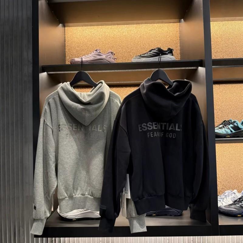Essentials Kapuzen-Reißverschluss-Sweatshirt Herren Damen Oversized Baumwoll-Pullover Mit Buchstaben-Print Auf Dem Rücken Winterlich Warm Fleecegefüttert