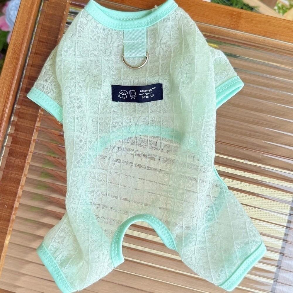 

Breathable Dog Jumpsuit Hollow Mesh Pet Apparel Cool Summer Wear Dog Outfit Pomeranian XS зелёный