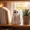 Halloween Ghost Figurine - Cute Resin Ghost Statue with Red Heart for Tabletop Home Decor Holiday Party Props New Year Gifts